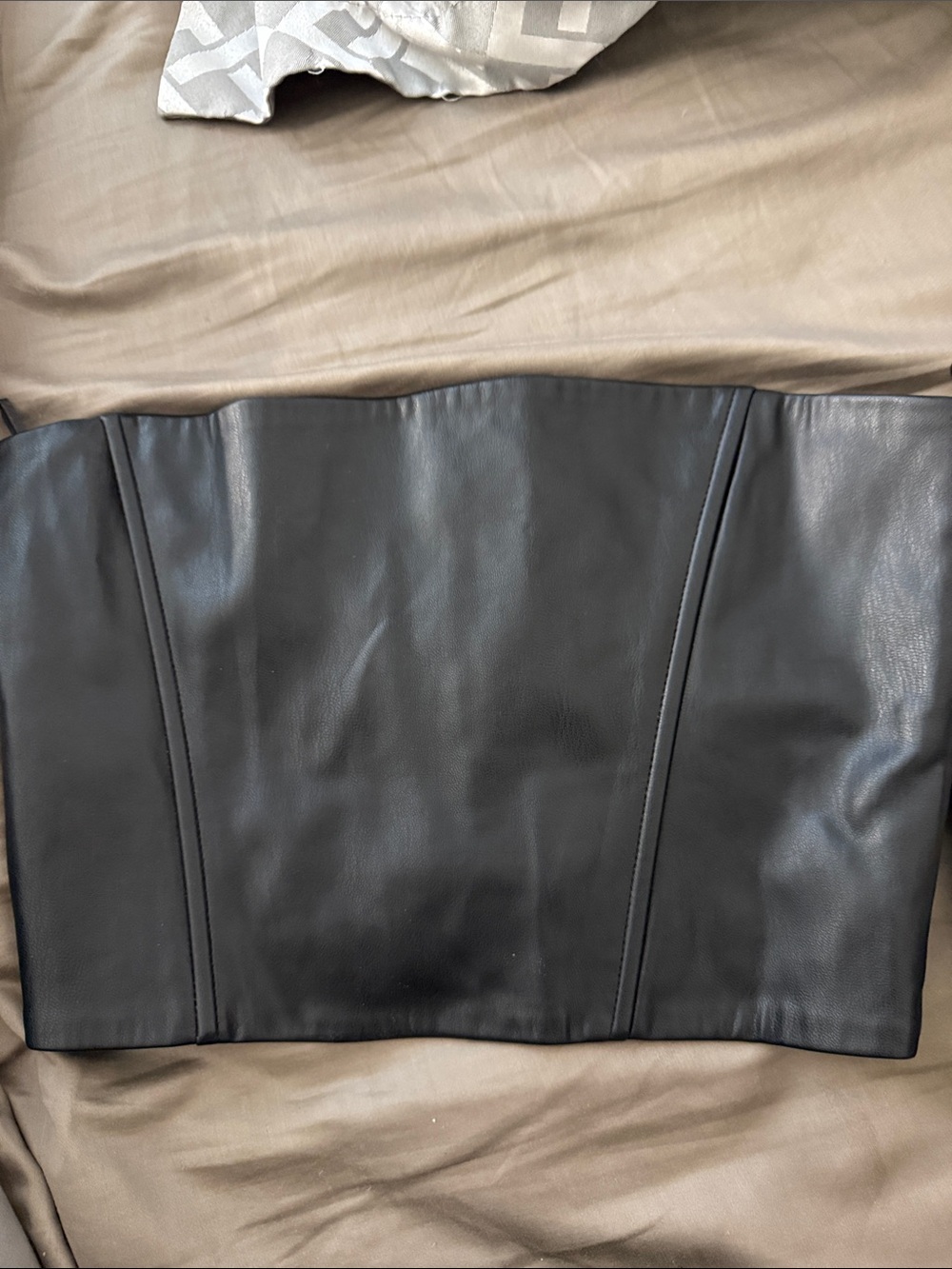 Zara Black Faux Leather Bandeau Crop Top